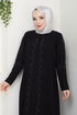 Taş Detay Abiye Elbise 2009OZT1013-MS Siyah - Thumbnail