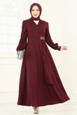 A.S.M. - Taş Detay Abiye Elbise ASM2804-MS Bordo