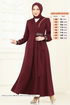 Taş Detay Abiye Elbise ASM2804-MS Bordo - Thumbnail
