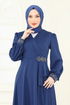 Taş Detay Abiye Elbise ASM2804-MS İndigo - Thumbnail