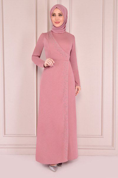 ASM - Taş Detay Elbise Gül Kurusu ASM2459