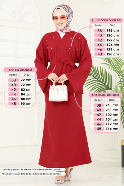 A.R.L. - Taş Detay Etekli Takım 2021ARL1089-MS Kırmızı - 389929