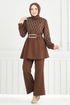 Taş Detay İkili Takım 2691SL432-MS Kahve - Thumbnail