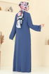 Taş Detay Tesettür Elbise 2650SL432-MS İndigo - Thumbnail