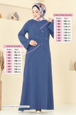 S.L. - Taş Detay Tesettür Elbise 2650SL432-MS İndigo