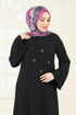 Taş Detay Tesettür Elbise 2650SL432-MS Siyah - Thumbnail