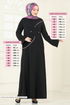Taş Detay Tesettür Elbise 2650SL432-MS Siyah - Thumbnail