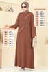 Taş Detay Tesettür Elbise 2650SL432-MS Taba - Thumbnail