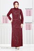 Taş Detaylı Abiye Elbise 4408MDH1093-M Bordo - Thumbnail