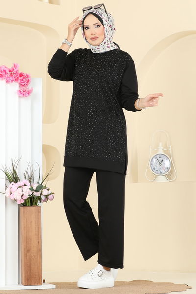 O.Z.N. - Taş Detaylı İki İp Takım 206OZN1046-MS Siyah - 413448