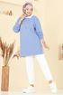 Taş Detaylı İki İp Tunik 102OZN1046-MS Mavi - Thumbnail