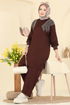 Taş Detaylı İkili Takım 3464UZ662-MS Kahve - Thumbnail