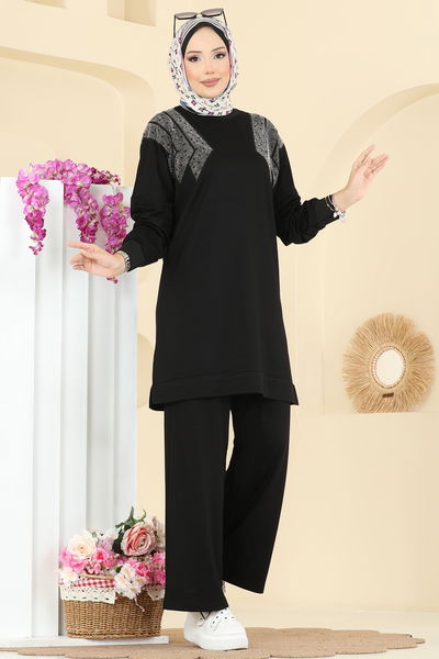 U.Z. - Taş Detaylı İkili Takım 3464UZ662-MS Siyah - 413590