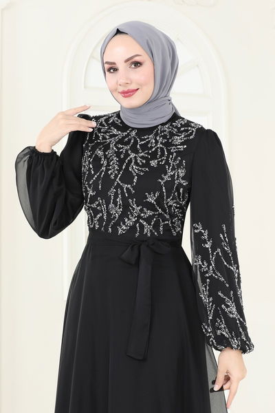 A.B. - Taş Detaylı Janjan Abiye 7005AB368-MS Siyah - 404703