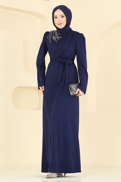 L.V.A. - Taş Detaylı Krep Elbise 0846LVA1173-MS Laci - 423658