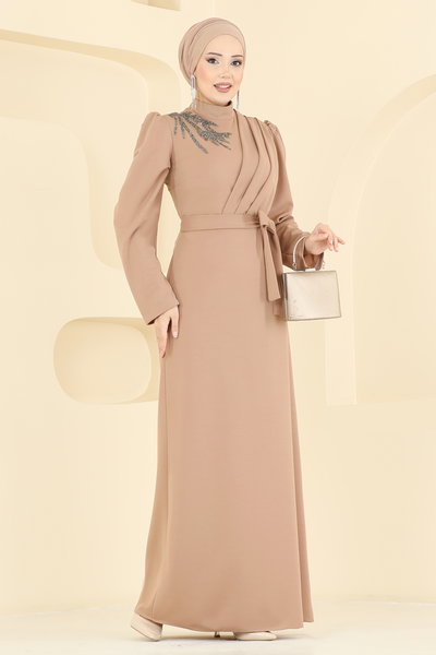 L.V.A. - Taş Detaylı Krep Elbise 0846LVA1173-MS Vizyon - 423686