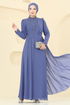 Taş Detaylı Şifon Abiye 8019AB368-MS Mavi - Thumbnail