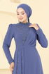 Taş Detaylı Şifon Abiye 8019AB368-MS Mavi - Thumbnail