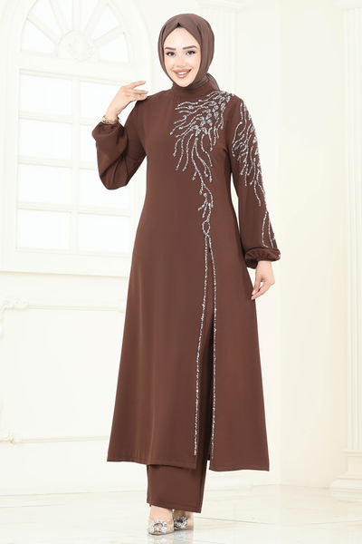 A.B. - Taş Detaylı Şık Takım 5957AB368-MS Kahve - 366365