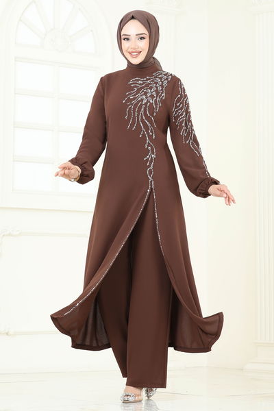 A.B. - Taş Detaylı Şık Takım 5957AB368-MS Kahve - 366366