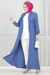 Taş Detaylı Tesettür Ferace 354DVL817-MS İndigo - Thumbnail