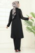 Taş Detaylı Tesettür Takım 455DVL817-MS Siyah - Thumbnail