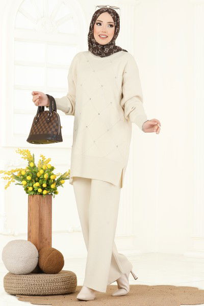 M.T. - Taş Detaylı Triko Takım 1209MT581-MS Taş