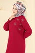 Taş Detaylı Triko Tunik 2717AYD574-MS Kırmızı - Thumbnail