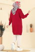 Taş Detaylı Triko Tunik 2717AYD574-MS Kırmızı - Thumbnail