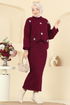 Taş İşlemeli Elbiseli Takım 1409MT581-MS Bordo - Thumbnail