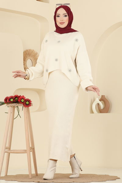 M.T. - Taş İşlemeli Elbiseli Takım 1409MT581-MS Taş - 415492