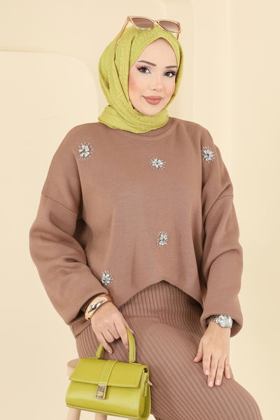 M.T. - Taş İşlemeli Elbiseli Takım 1409MT581-MS Vizyon - 415495