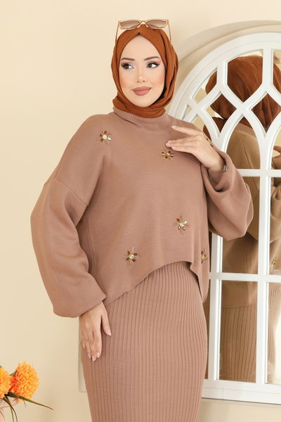 M.T. - Taş İşlemeli Elbiseli Takım 1425MT581-MS Vizyon - 415726