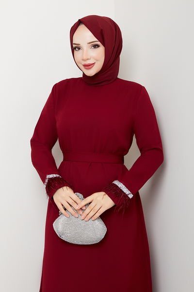 M.P. - Taş Şerit Detaylı Abiye 1353MP806-MS Bordo - 387774