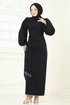 Taşlı Abiye Elbise 6225BSK463-MS Siyah - Thumbnail