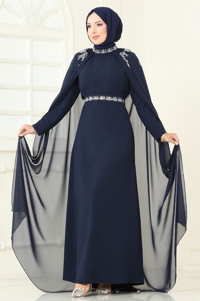 A.B. - Taşlı Pelerinli Şifon Abiye 8073AB368-MS Laci - 366446