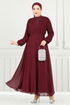 Taşlı Şifon Abiye 0404ALG474-MS Bordo - Thumbnail