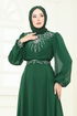 Taşlı Şifon Abiye 8010AB368-MS Zümrüt - Thumbnail