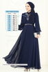 Taşlı Şifon Tesettür Abiye 7084ABK1075-MS Laci - Thumbnail