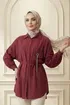 Taşlı Zincir Detaylı Gömlek 5336NFC915-M Bordo - Thumbnail