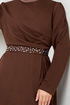 The Belt The Stone Detailed Dress 4445KTR927-M Coffee - Thumbnail