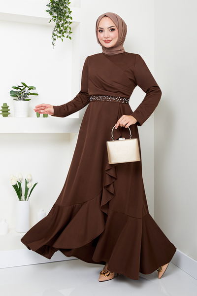 MRV K.T.R. - The Belt The Stone Detailed Dress 4445KTR927-M Coffee - 343499