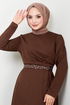 The Belt The Stone Detailed Dress 4445KTR927-M Coffee - Thumbnail