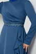 The Belt The Stone Detailed Dress 4445KTR927-M Indigo - Thumbnail