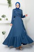 The Belt The Stone Detailed Dress 4445KTR927-M Indigo - Thumbnail