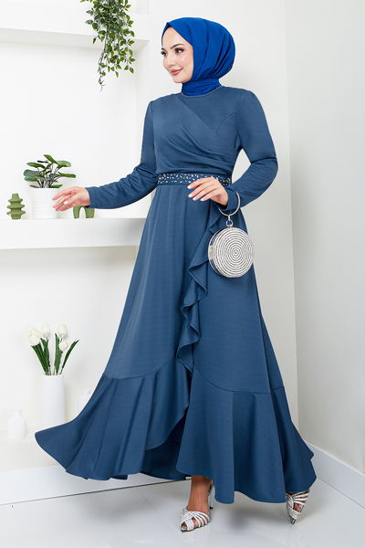 MRV K.T.R. - The Belt The Stone Detailed Dress 4445KTR927-M Indigo - 343495