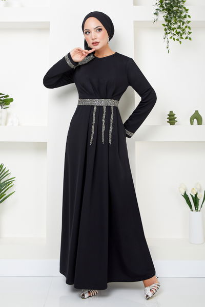 MRV S.L. - The Belt The Stone Embroidered Evening dress 5029SL890-M Black - 344435