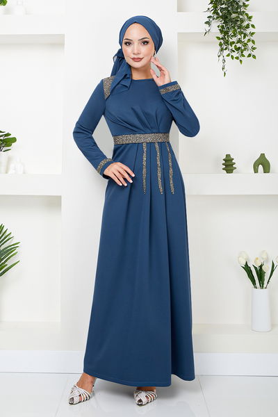 MRV S.L. - The Belt The Stone Embroidered Evening dress 5029SL890-M Indigo - 344449