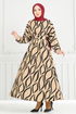 The Headline Rubberized Patterned Dress 4026TGE913-M Latte - Thumbnail