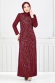 MRV M.D.H. - The Stone Detailed Evening dress Dress 4408MDH1093-M Burgundy
